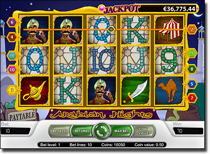 Play Arabian Nights progressive jackpot pokie online