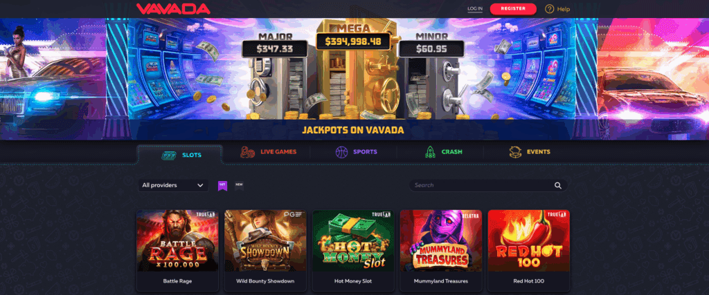 Vavada Casino Home Page